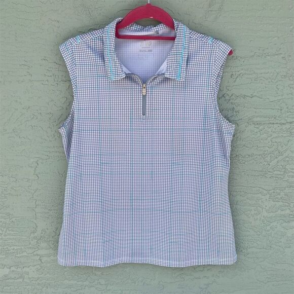Nivo Women's L Multicolor Check Sleeveless Golf Polo Shirt Mock Neck - Picture 1 of 10